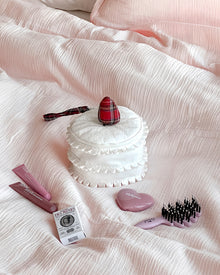 Shortcake-inspired cosmetic bag for makeup and small accessories