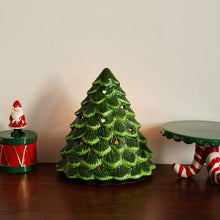Ceramic Christmas candle holder with festive holiday design