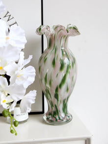 Vintage French style green glass vase for flowers and home decor