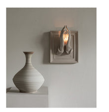 Beige resin prayer hands candle holder for tabletop or wall decor