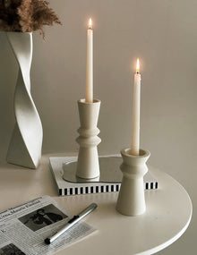 Set of three minimalist ceramic candle holders for modern home decor