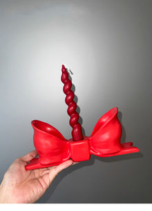 Red ceramic girl bow tie candle holder for home decor