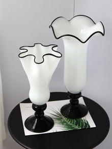 Classic black and white glass flower vase for home decor