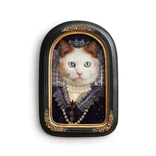 Regal cat portrait canvas wall art with vintage royal styling