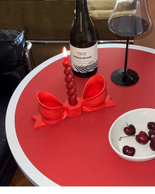 Red ceramic girl bow tie candle holder for home decor