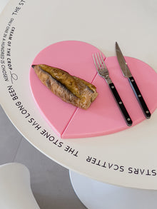 Heart-shaped wooden puzzle cutting board with detachable sections