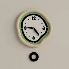 Cream minimalist wall clock with pendulum for modern home decor