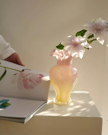 Peach purple glass flower vase with gradient finish