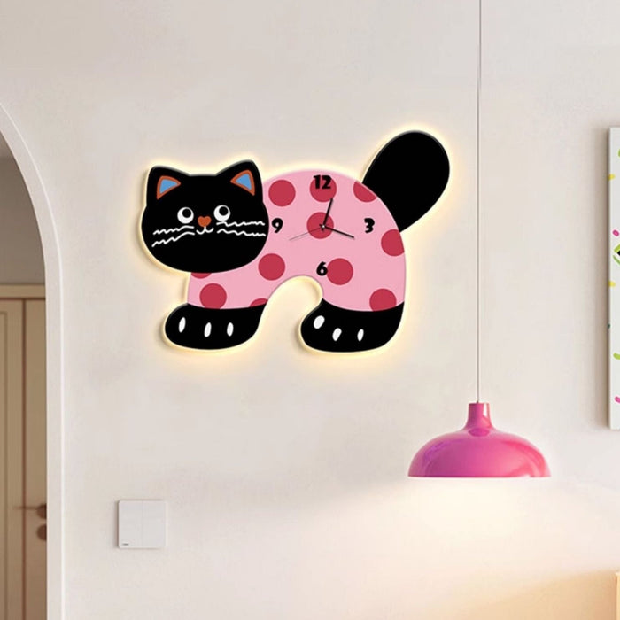Cat shaped wall clock for decorative home wall decor