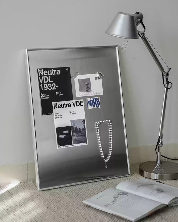 Stainless steel magnetic display board for photos, notes, and wall décor