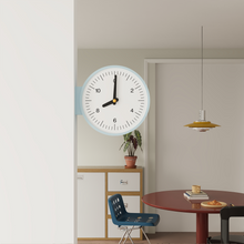 White minimalist double-sided corner clock with retro-inspired dial