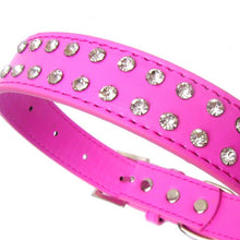 Hot pink nyakörv és póráz szett strasszkövekkel