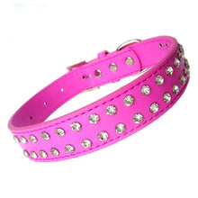 Hot pink nyakörv és póráz szett strasszkövekkel