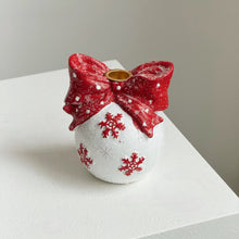 Ceramic Christmas candle holder with festive holiday design