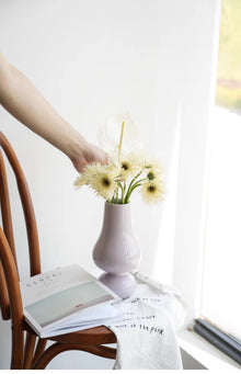 Pink geometric ceramic flower vase for modern home decor