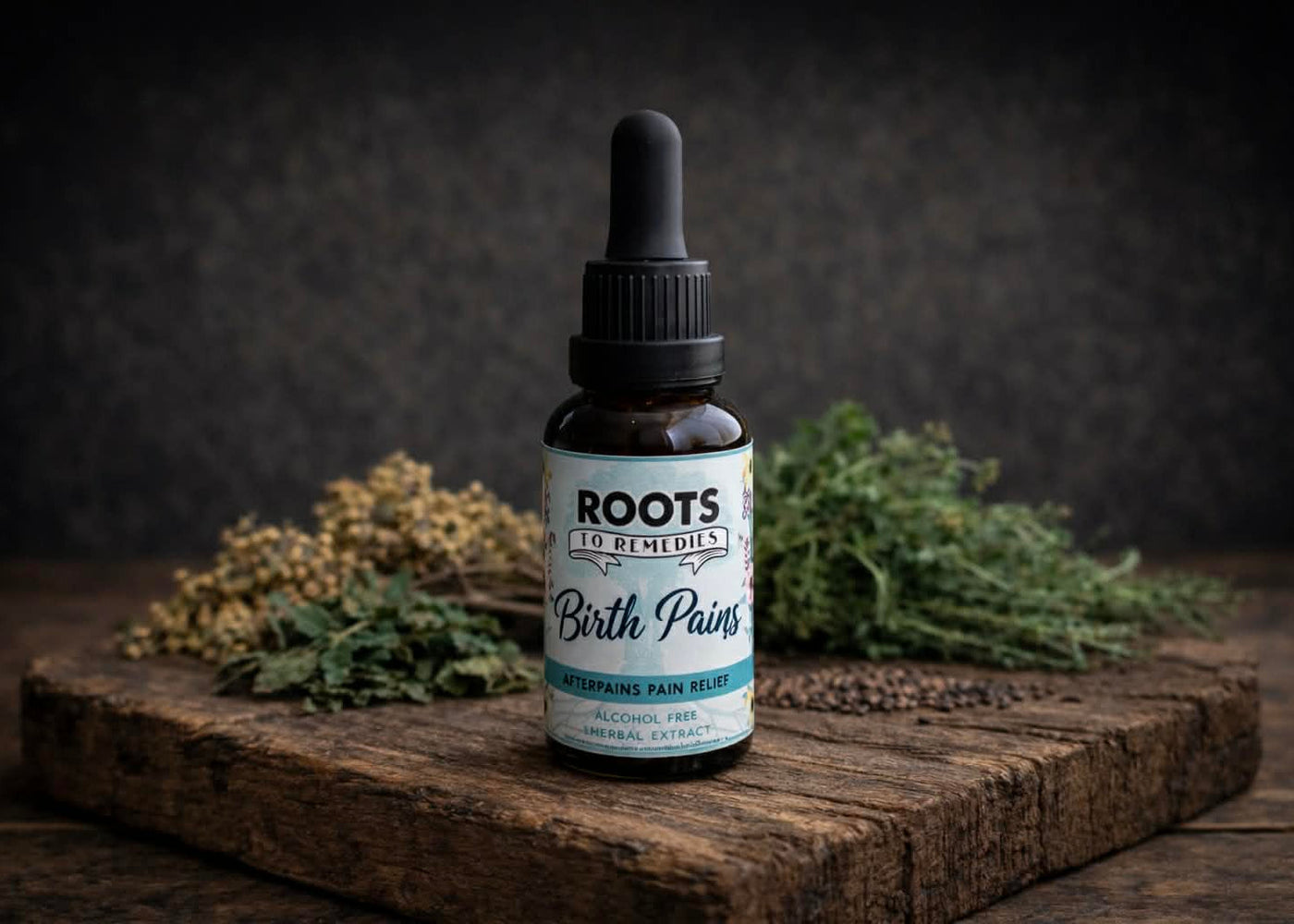 Birth Pains postpartum herbal extract bottle