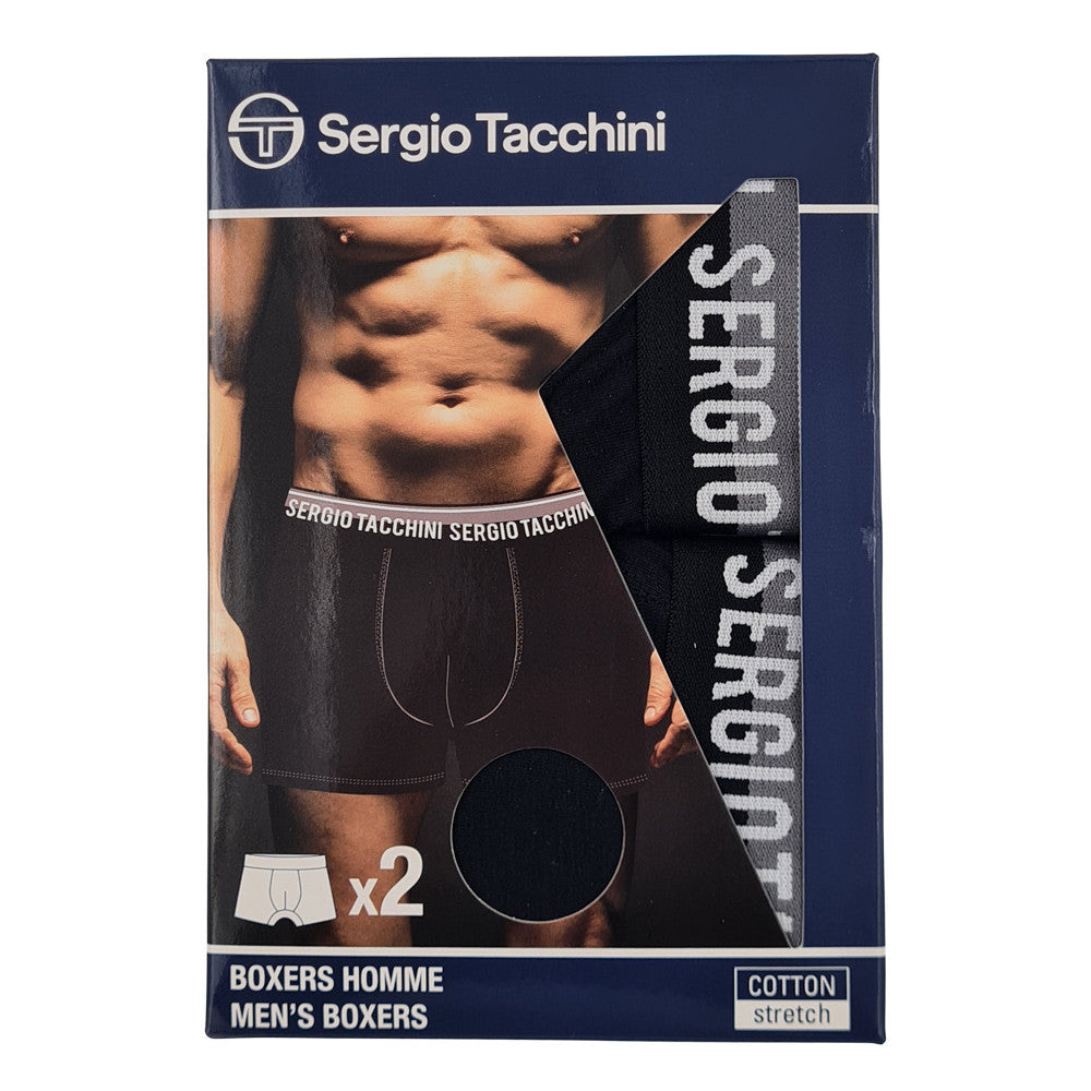 Sergio Tacchini férfi pamut boxeralsó fekete-fehér felirattal