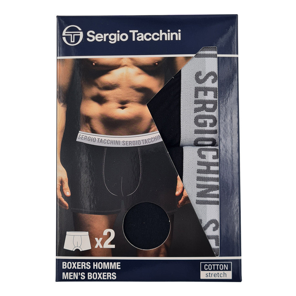 Sergio Tacchini férfi pamut boxeralsó fekete és szürke színben