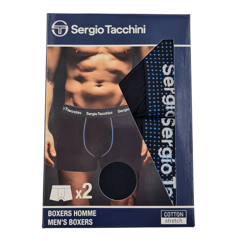 Sergio Tacchini férfi pamut boxeralsó fekete színben, fehér felirattal