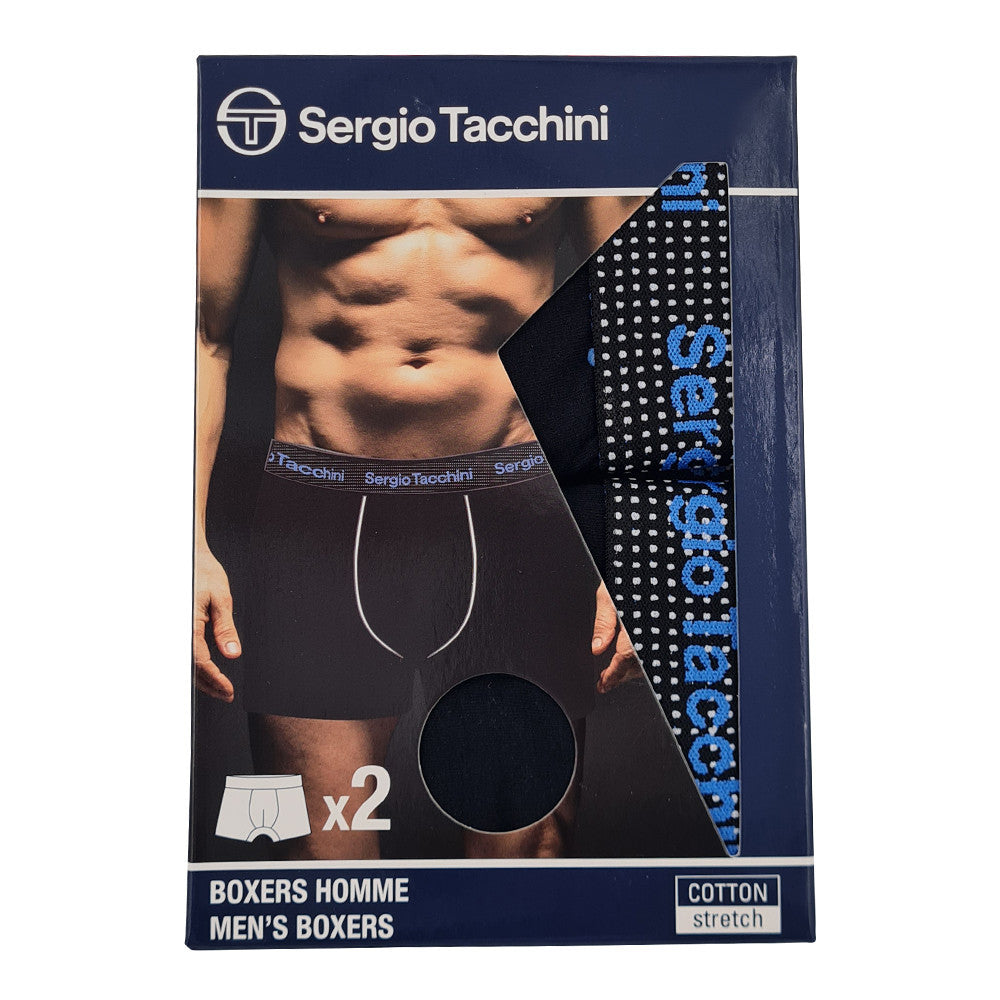 Sergio Tacchini férfi pamut boxeralsó fekete kék felirattal