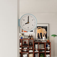 White minimalist double-sided corner clock with retro-inspired dial