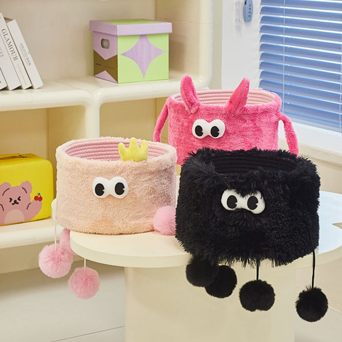 Little monster woven storage basket for organizing small household items