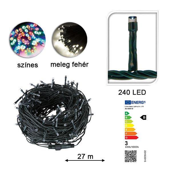 LED fényfüzér választható méretben és színben-240 LED-es-színes-0