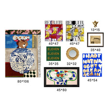 Modern abstract 9-piece wall art set with colourful contemporary designs