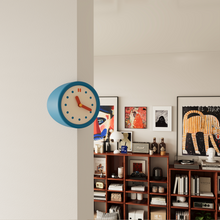 Blue corner clock with dot dial for modern home decor