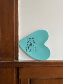 Mint green heart-shaped bamboo fiber plate for casual dining