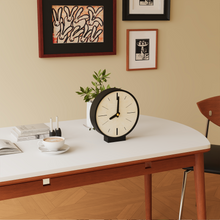 Classic white double-sided corner clock for wall or tabletop display