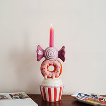 Ceramic Christmas candle holder with festive holiday design