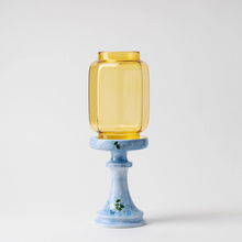 Chinese-inspired red glass and ceramic candle holder for tealights