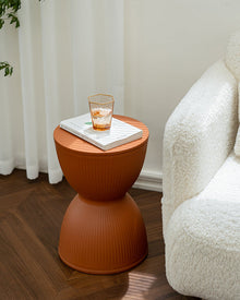 Rainbow stripe plastic stool in yellow for home seating