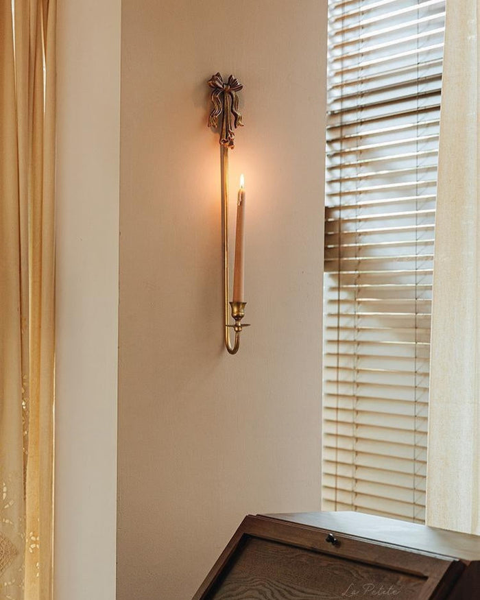 Vintage bow wall candle holder made from iron for decorative wall candle display