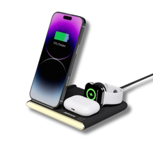 Fekete Jabees PowerGlow összecsukható vezeték nélküli töltőállomás LED éjszakai fénnyel