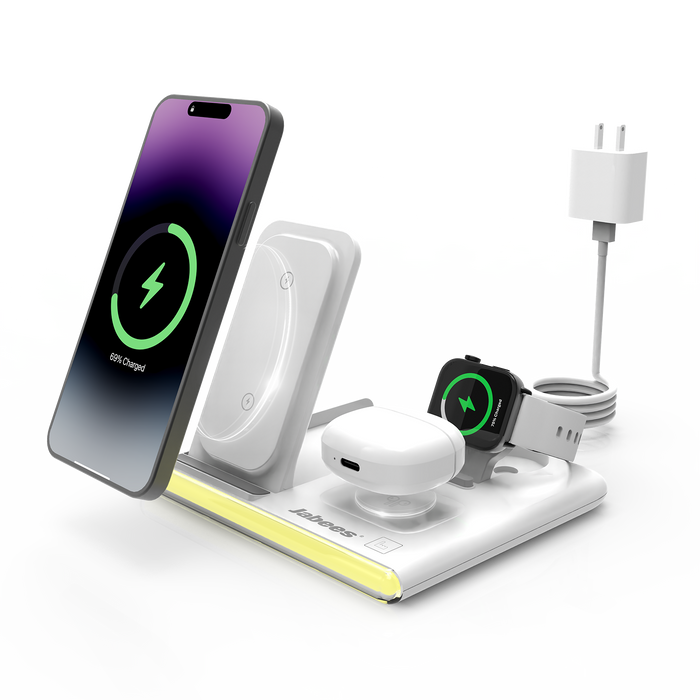 Fekete Jabees PowerGlow összecsukható vezeték nélküli töltőállomás LED éjszakai fénnyel
