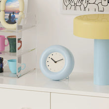 Modern round white desk clock with minimalist matte finish