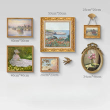 Vintage French 8-piece gallery wall art set with landscape and floral prints