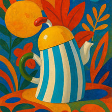 Ceramic waist-handle teapot for serving tea and cold drinks