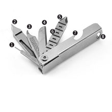 Karabineres EDC multitool csavarhúzóval és sörnyitóval
