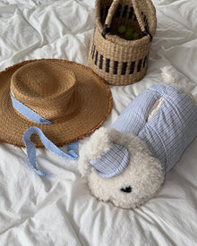 Plush dog-shaped tissue box cover in pajama style for home décor