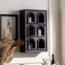 Vintage wooden wall display cabinet shelf for small home storage
