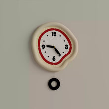 Cream minimalist wall clock with pendulum for modern home decor