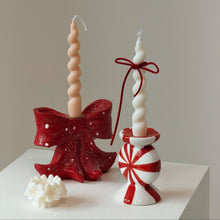 Ceramic Christmas candle holder with festive holiday design