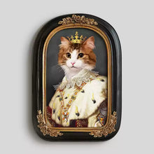 Regal cat portrait canvas wall art with vintage royal styling