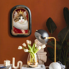 Regal cat portrait canvas wall art with vintage royal styling