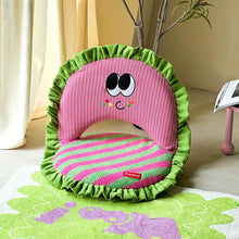 Pink striped adjustable folding floor sofa chair for casual lounging