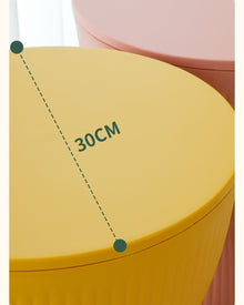 Rainbow stripe plastic stool in yellow for home seating