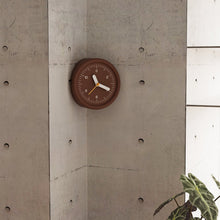 Brown curved corner wall clock for modern home decor